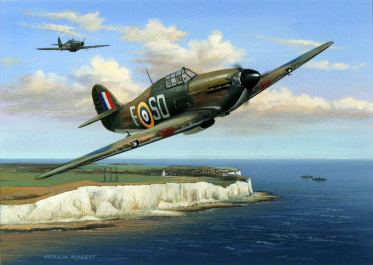 Ace-Ginger-Lacey-501-Sqn-1940-by-Patricia-Forrest-GAvA-Hawker-Hurricane-Mk-I